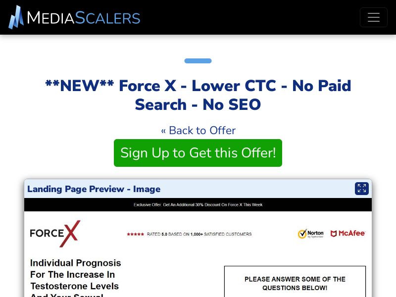 Force X - Lower CTC - No Paid Search - No SEO {+Advertorial, DTC, Alt-Landers, Quiz} [UK]