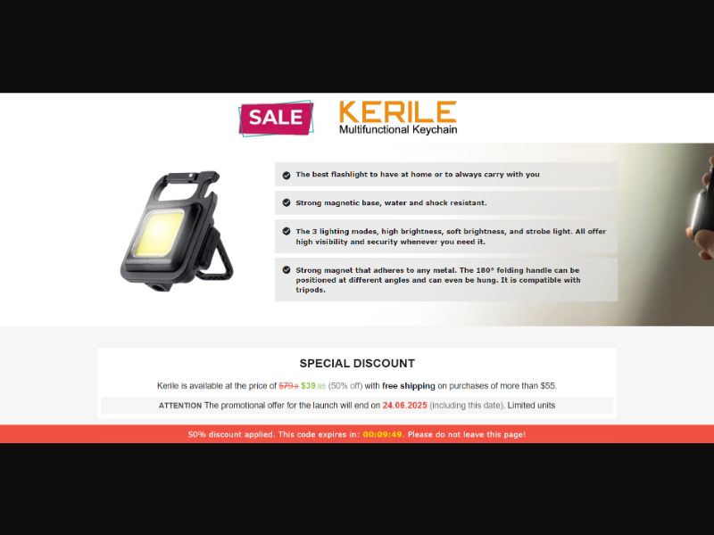 [WEB+MOB] Kerile – Multifunctional Keychain /International (112 GEOs) CPS *FB/TT/Google/Taboola Pixel* [Approval Required]