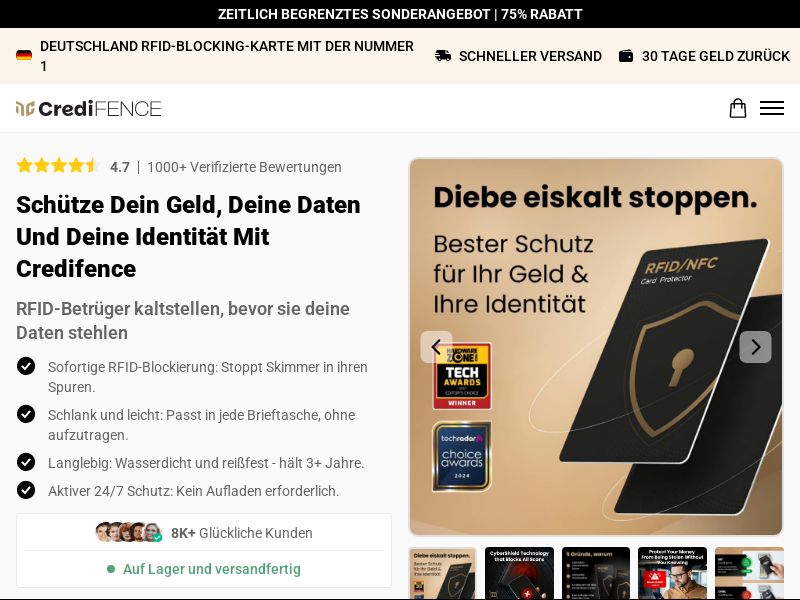 ! NEW OFFER - Credifence Safe Card Protection - DTC [DE] (Social,Banner,Native,Push,SEO,Search,Brand Bidding) - CPA