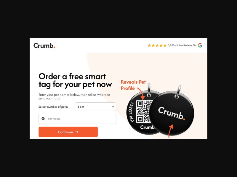 Crumb - Free Smart Pet Tag - CPS (US,CA,UK,AU)