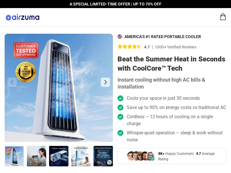 ! NEW OFFER - AirZuma Portable AC - DTC [INTL] (Social,Banner,Native,Push,SEO,Search,Brand Bidding) - CPA