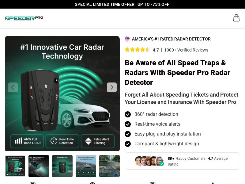 ! NEW OFFER - SpeederPro Radar Detector - DTC [INTL] (Social,Banner,Native,Push,SEO,Search,Brand Bidding) - CPA