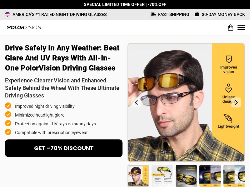 PolorVision Driving Glasses - DTC [US] (Social,Banner,Native,Push,SEO,Search,Brand Bidding) - CPA 