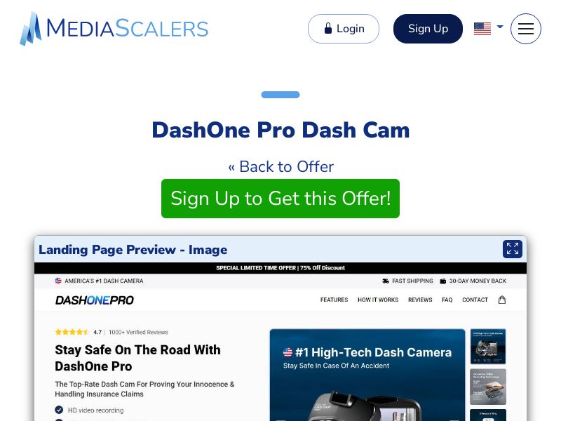 DashOne Pro Dash Cam {+Advertorial, DTC, Alt-Landers} (Event Tracking) [US, DE, CA, AU, UK, FR, IL, +232 More]