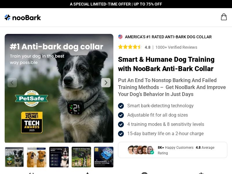  NooBark Anti-Bark Collar - SS - US/INTL