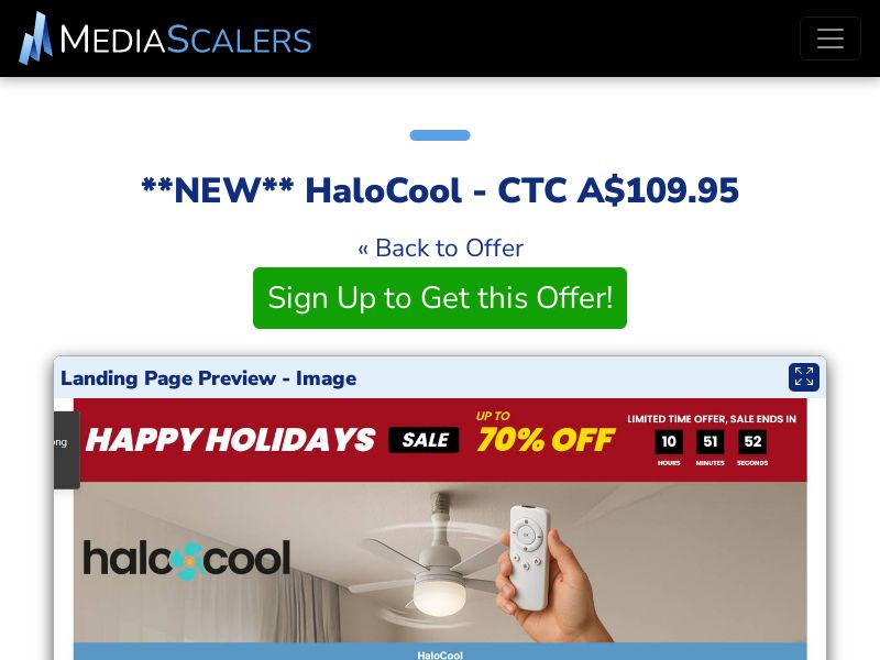HaloCool - CTC A$109.95 {+DTC, Alt-Landers, Advertorial} (Event Tracking) [AU]