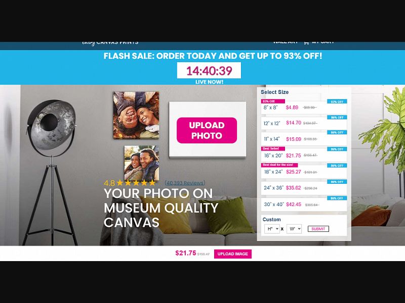 [WEB+MOB] Easy Canvas Prints - 86% Off (Up to 93) *Spring Sale* /US CPS