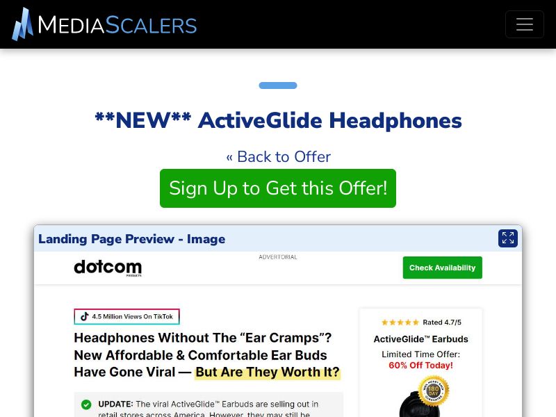 ActiveGlide Headphones {+DTC, Advertorial, Alt-Landers} [US, CA, AU, UK]