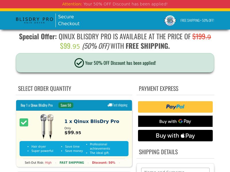Qinux BlisDry Pro SS - US/INTL