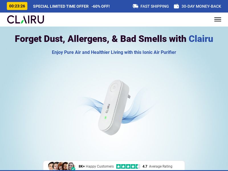 ! NEW OFFER - Clairu Air Purifier - DTC [AU] (Social,Banner,Native,Push,SEO,Search,Brand Bidding) - CPA