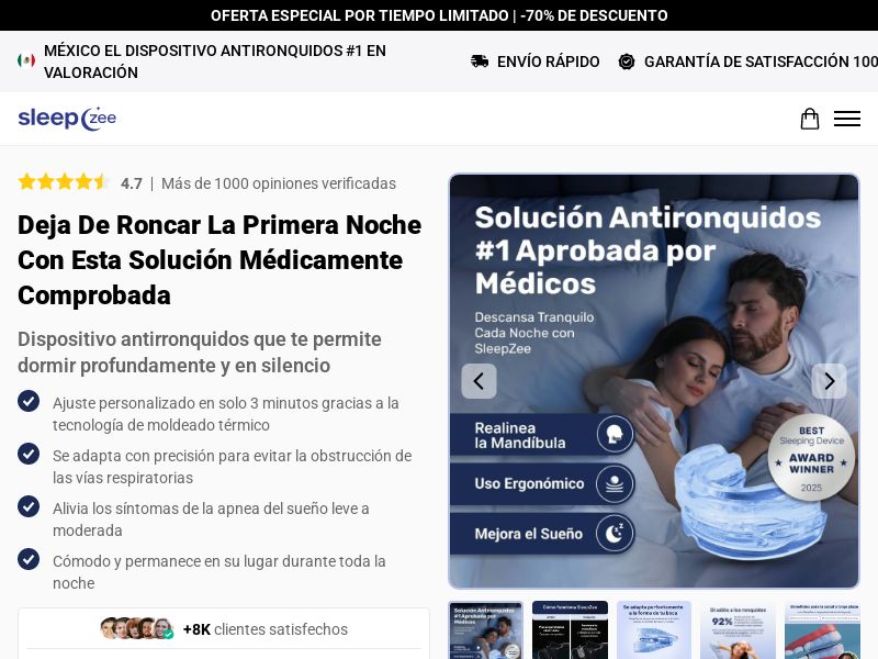 ! NEW OFFER - Sleepzee Anti Snoring Mouthpiece [LATAM] (Social,Banner,Native,Push,SEO,Search,Brand Bidding) - CPA