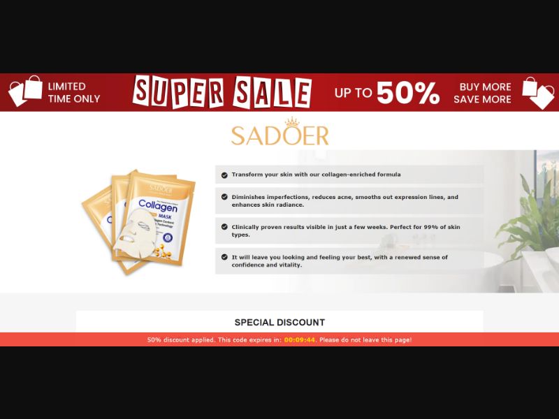 [WEB+MOB] Uqalo Sadoer – Collagen Mask /International (112 GEOs) CPS *FB/TT/Google/Taboola Pixel* [Approval Required]