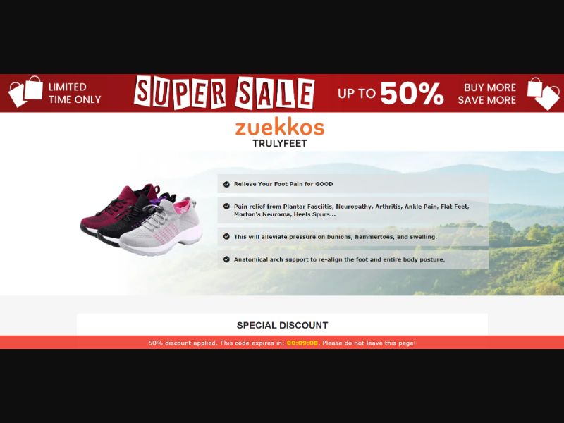 [WEB+MOB] Zuekkos TrulyFeet – Orthopedic Shoes /International (112 GEOs) CPS *FB/TT/Google/Taboola Pixel* [Approval Required]