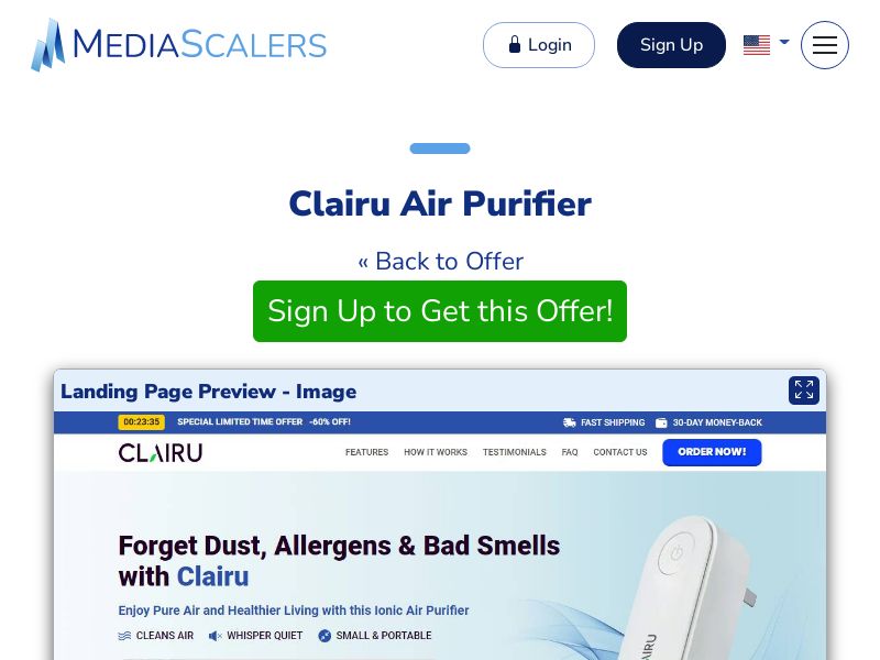 Clairu Air Purifier {+Advertorial, DTC, Alt-Landers} (Event Tracking) [US, DE, CA, AU, UK, FR, IL, +232 More]