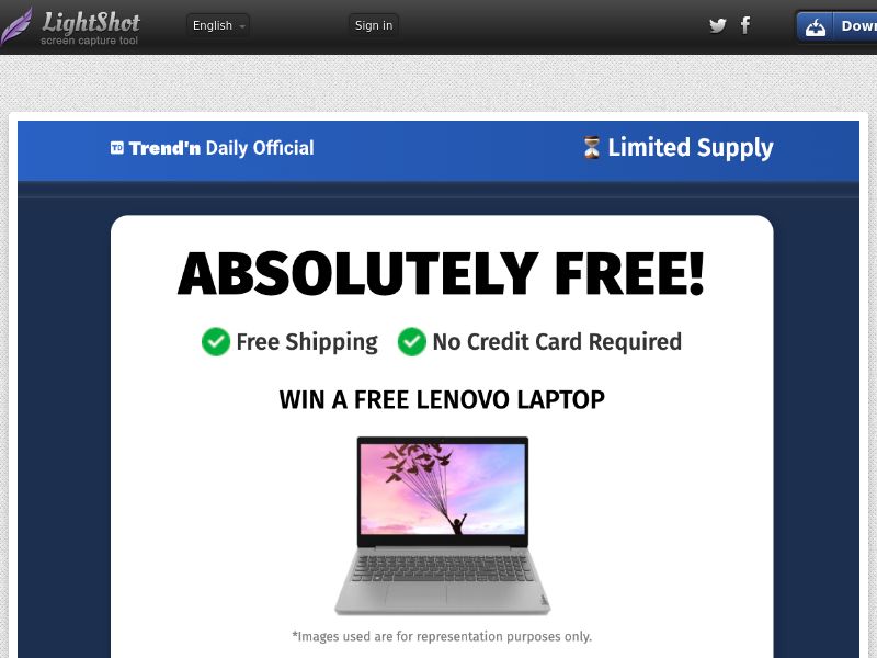 TrendnDaily Free Lenovo Gaming Laptop SOI [US]