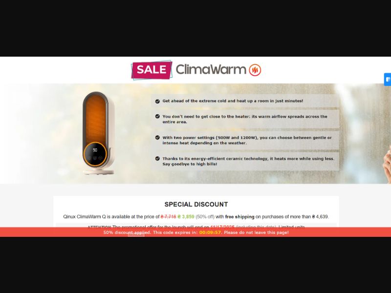 [WEB+MOB] Qinux ClimaWarm Q – Portable Heater /International (30 GEOs) CPS *FB/TT/Google/Taboola Pixel* [Approval Required]