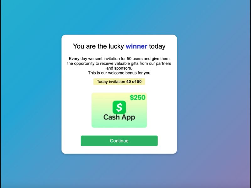 Sweeps CashApp Android/iOS Prelander [US] - SOI registration