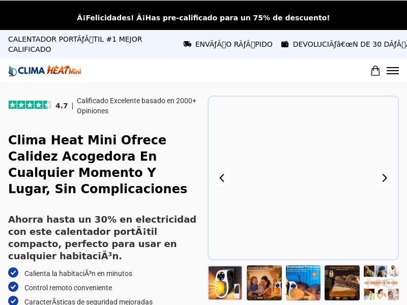 ! NEW OFFER - Clima Mini Heater - TSL [US,ES] (Banner,Native,Social,Search,SEO,Brand Bidding) - CPA