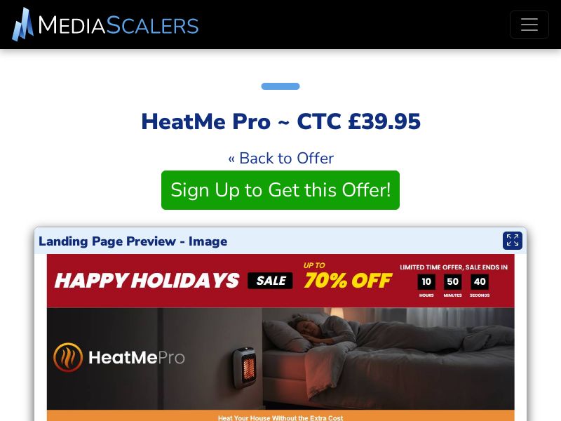 HeatMe Pro ~ CTC £39.95 {+Advertorial, DTC, Alt-Landers} (Event Tracking) [UK]