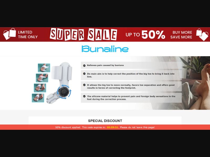 [WEB+MOB] Bunaline – Bunion Corrector /International (112 GEOs) CPS *FB/TT/Google/Taboola Pixel* [Approval Required]