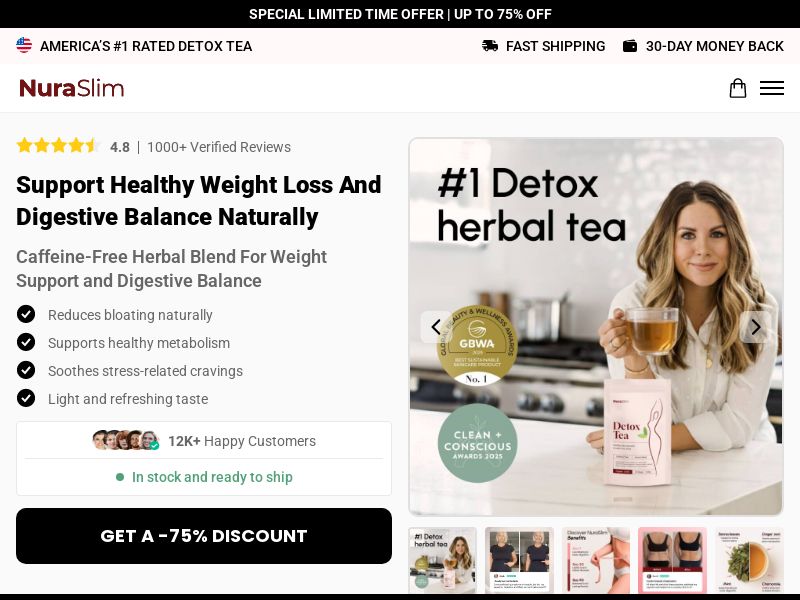 NuraSlim Detox Tea - DTC [INTL] (Social,Banner,Native,Push,SEO,Search,Brand Bidding) - CPA