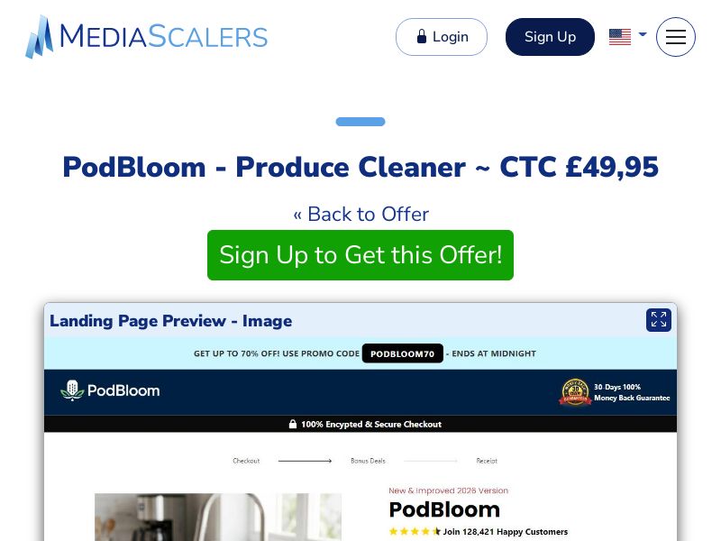PodBloom - Produce Cleaner ~ CTC £49,95 {+Advertorial, DTC, Alt-Landers} (Event Tracking) [UK]
