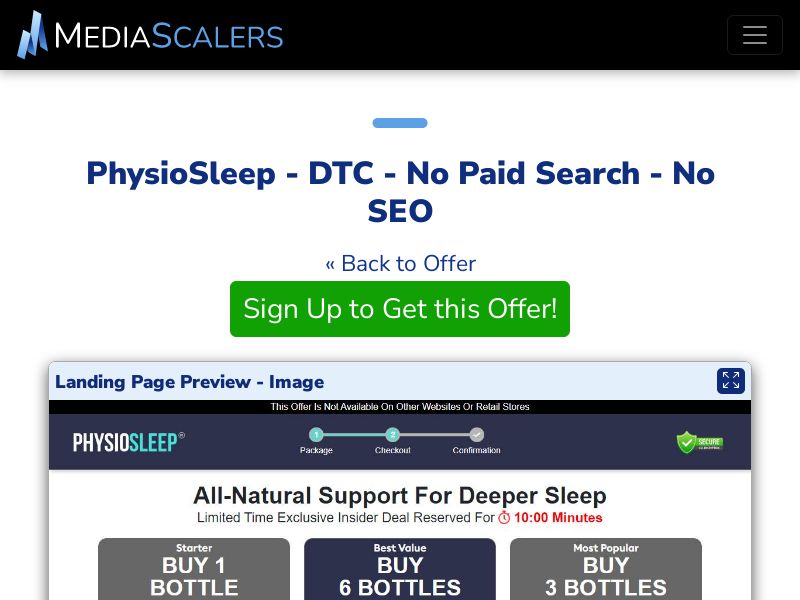 PhysioSleep - DTC - No Paid Search - No SEO [US, CA, AU, UK]