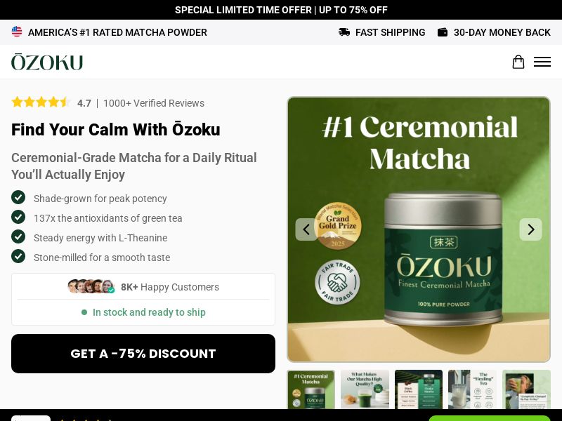 Ozoku Matcha - Product Page [INTL] (Social,Banner,Native,Push,SEO,Search,Brand Bidding) - CPA 