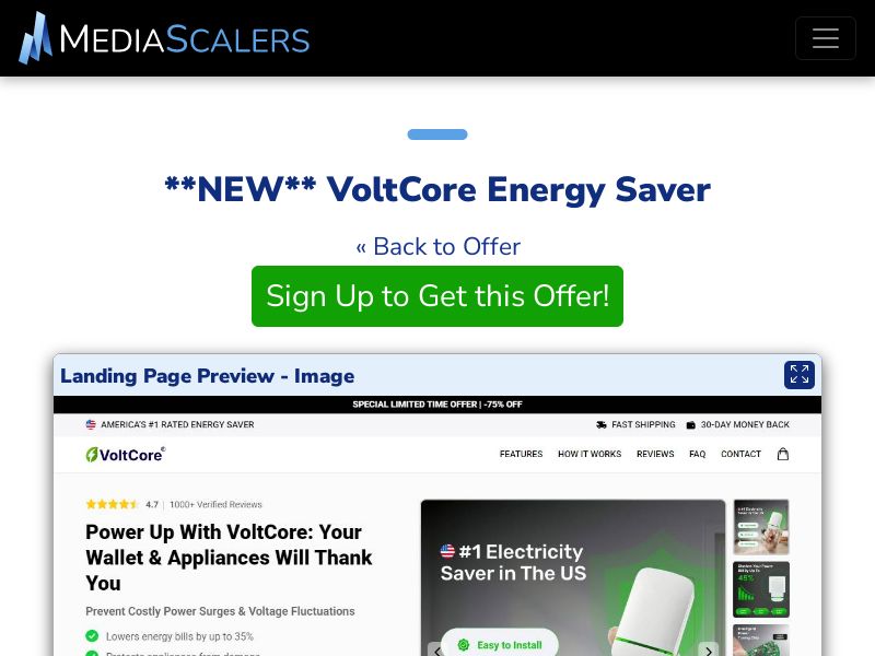 VoltCore Energy Saver {+DTC, Advertorial, Alt-Landers} [US, DE, CA, AU, GB, FR, IL, +236 More]
