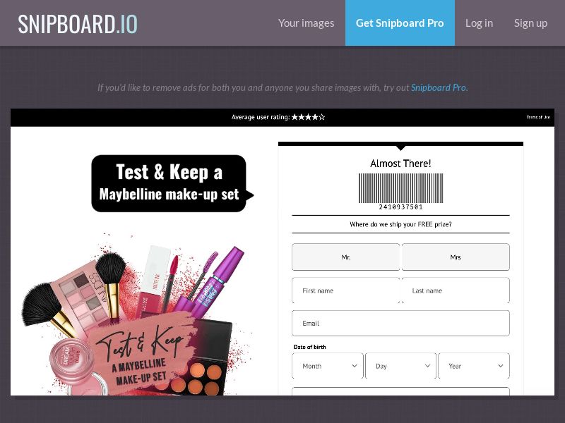 ForYouPromo - Test & Keep a Maybelline make-up set US - SOI *PREFILL*