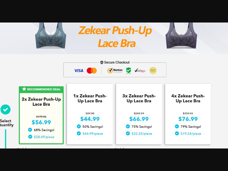 [WEB+MOB] Zekear Push-Up Lace Bra - CTC $44.99 /US/CA/AU CPS