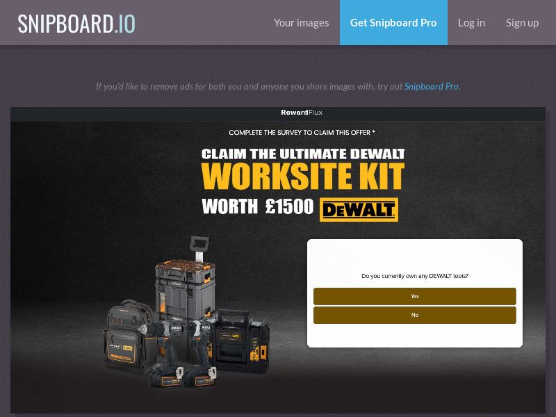 RewardFlux - deWalt £1500 Worksite Kit UK - SOI