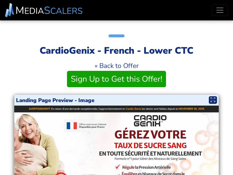 CardioGenix - French - Lower CTC {+Alt-Landers} (Event Tracking) [FR, BE]