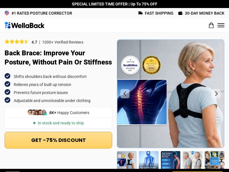 Posture Corrector - WellaBack - CTC $39.99