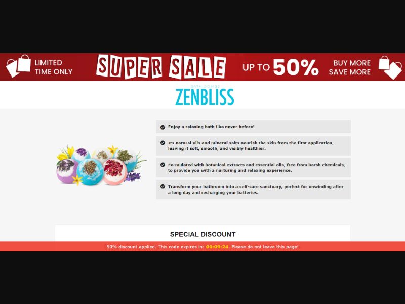 [WEB+MOB] Uqalo Zenbliss – Bath Bombs /International (112 GEOs) CPS *FB/TT/Google/Taboola Pixel* [Approval Required]