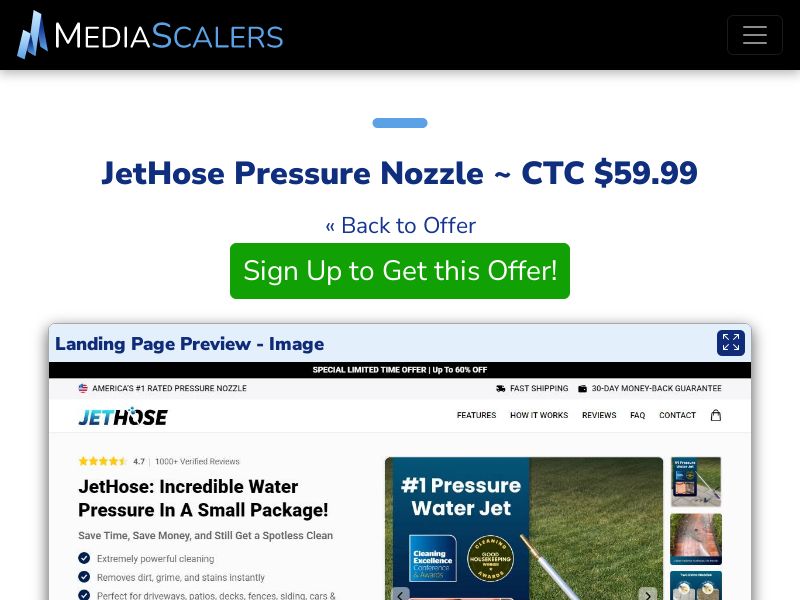 JetHose Pressure Nozzle ~ CTC $59.99 {+Advertorial, DTC, Alt-Landers} [US, DE, CA, AU, UK, FR, IL, +232 More]