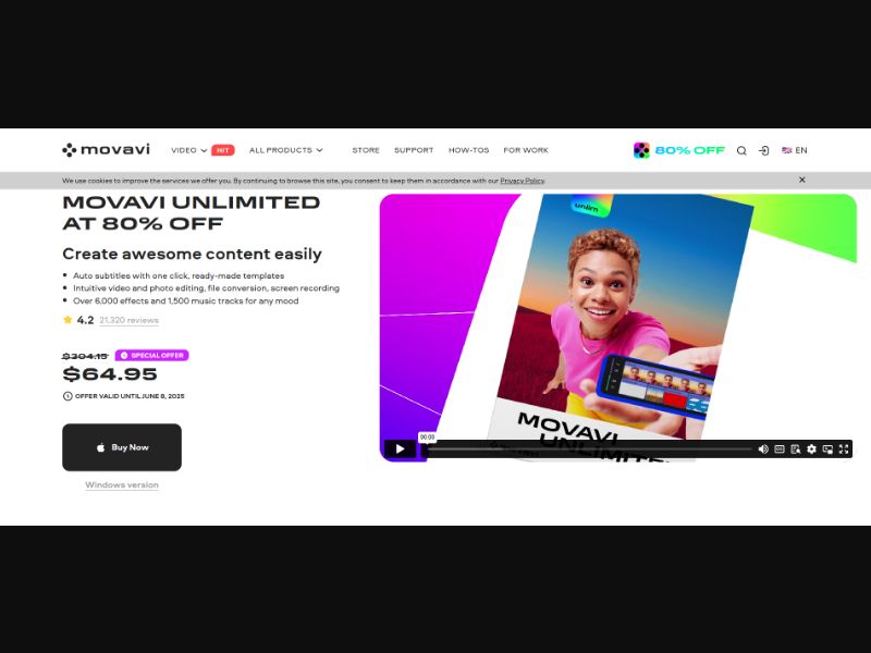 [MAC] Movavi Unlimited – 80% Off /International RevShare 24%