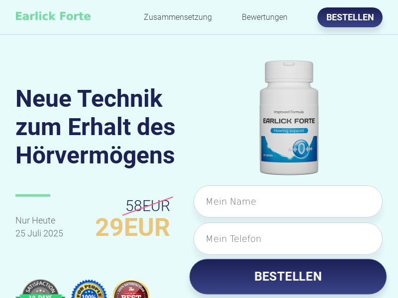 Earlick Forte 29 EUR AT/IT - Hearing Health