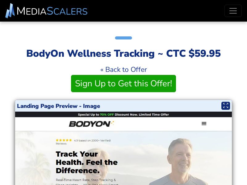 BodyOn Wellness Tracking ~ CTC $59.95 {+DTC, Alt-Landers} (Event Tracking) [US]