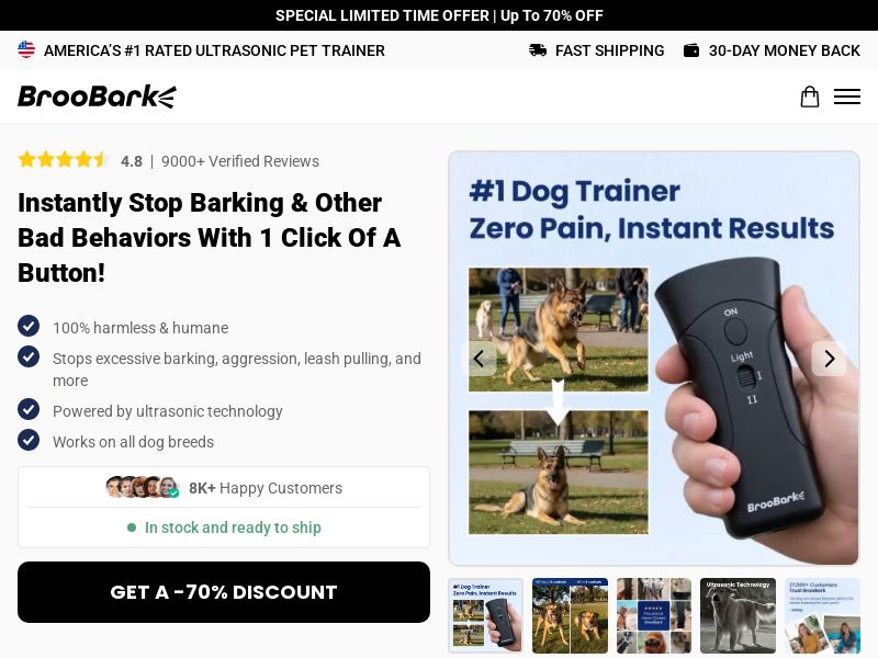 Dog Training Device - BrooBark - CTC $39.95