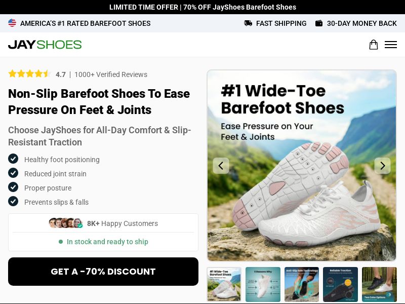 JayShoes Barefoot Shoes - Product Page [INTL] (Social,Banner,Native,Push,SEO,Search,Brand Bidding) - CPA