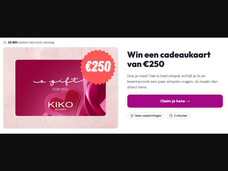 38240 - NL - [WEB+MOB] - KIKO Gift Card 250 - CPL SOI