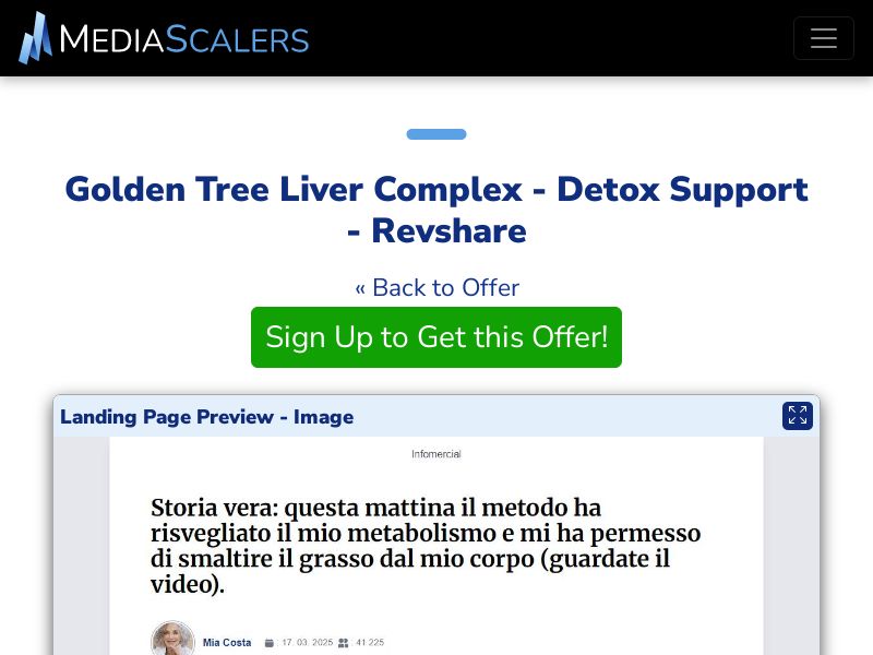 Golden Tree Liver Complex - Detox Support - Revshare {+Advertorial, VSL, Alt-Landers} [IT]
