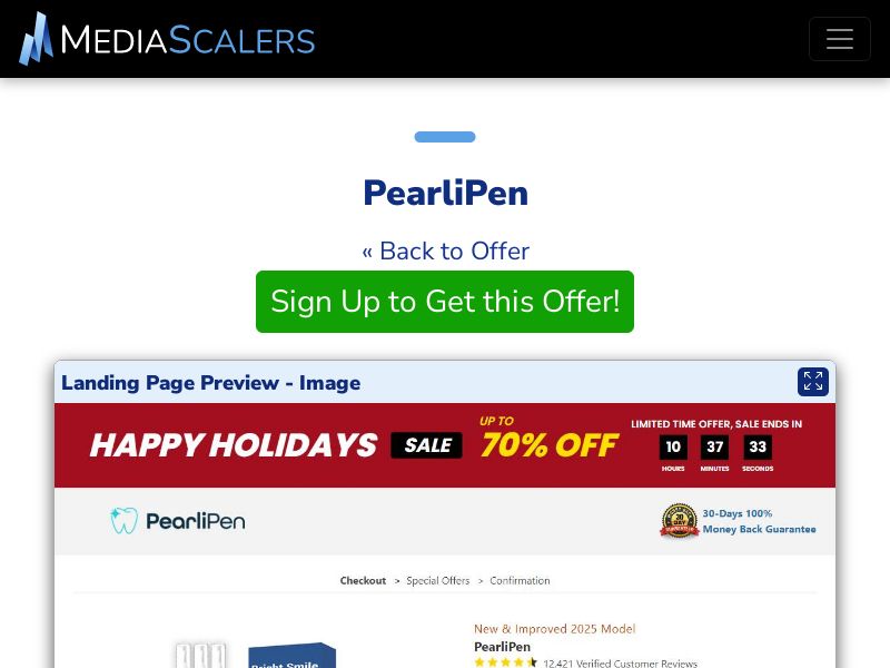 PearliPen (Teeth Whitening) - CTC $29.95 {+DTC, Alt-Landers} (Event Tracking) [US]