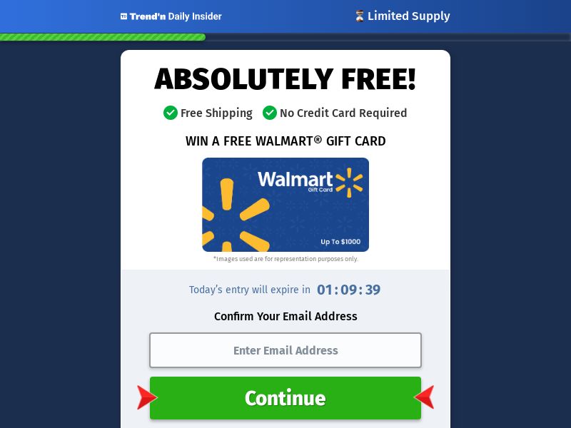 TrendnDaily (Push traffic only) - Up To $1000 Walmart - US
