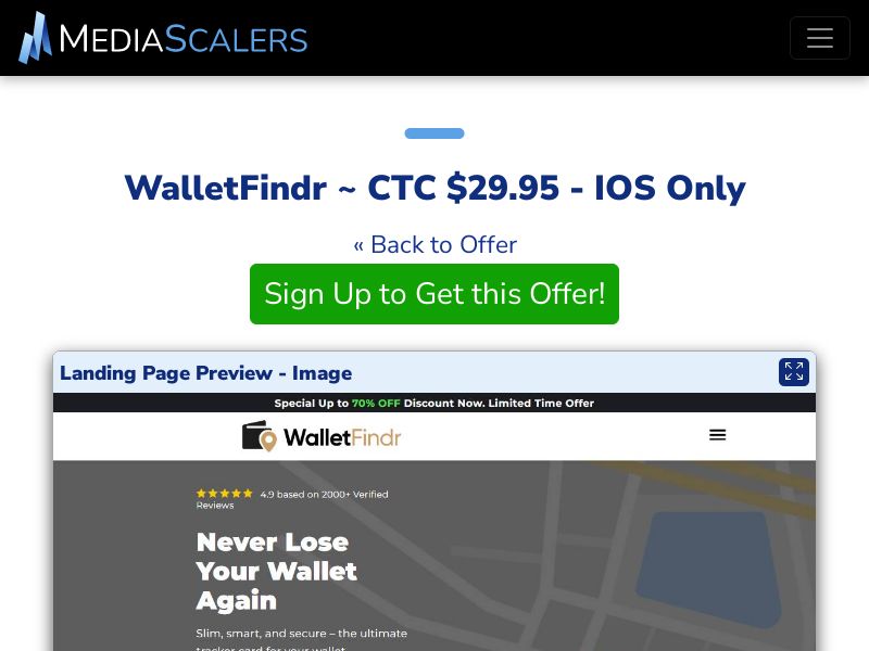 WalletFindr ~ CTC $29.95 - IOS Only {+DTC, Alt-Landers} (Event Tracking) [US]