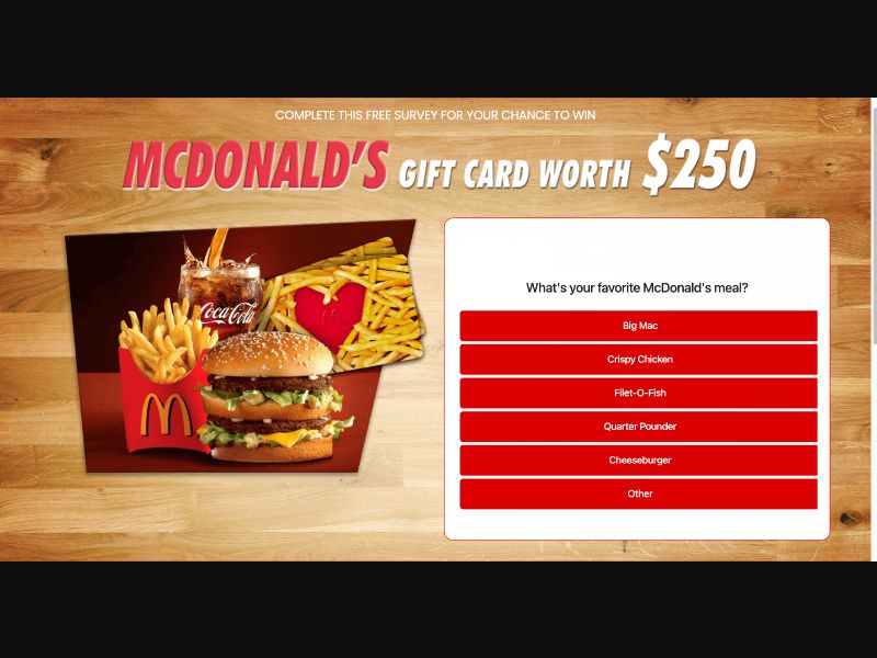 AU - Quiztionnaire - McDonalds Giftcard - (CPL)