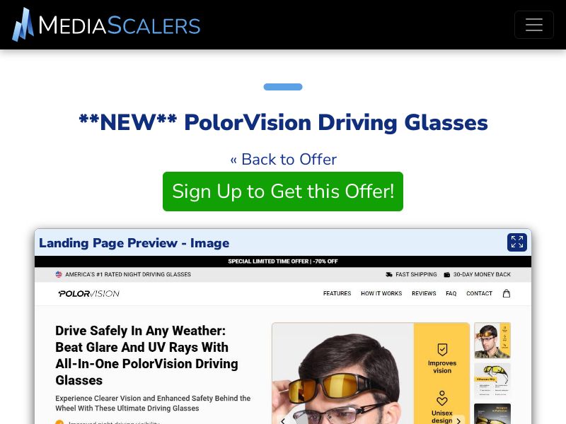 PolorVision Driving Glasses {+DTC, Advertorial, Alt-Landers} [US, DE, CA, AU, GB, FR, IL, +236 More]