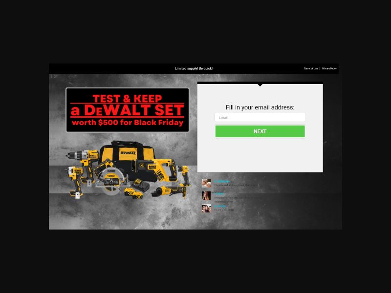 FORYOUPROMO - Test and Keep a $500 DeWalt Set - CPL (US)