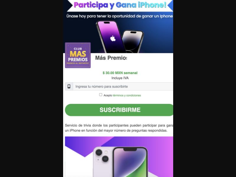 34481 - MX - [MOB] - Mas Premios - Telcel - Non-billable - 1 Click